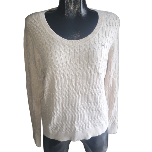 Tommy Hilfiger Cream Cable Knit Sweater L - Picture 1 of 7